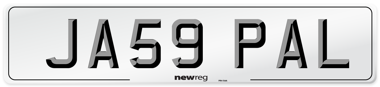 JA59 PAL Number Plate from New Reg